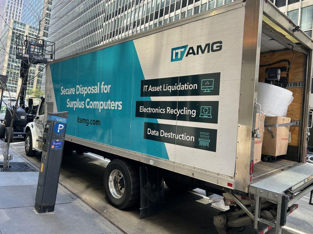 ITAMG truck picking up it hardware from client location for ITAD processing
