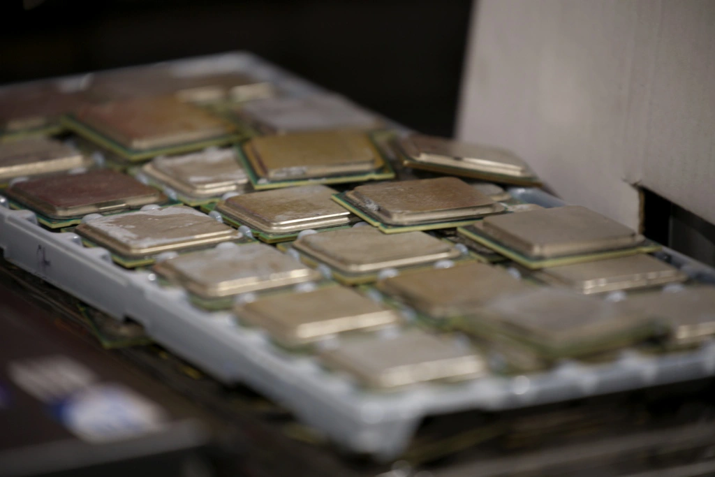 Disassembled CPUs ready for disposal