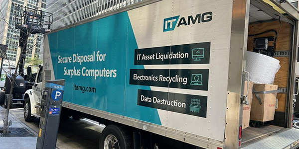 ITAMG truck picking up it hardware from client location for ITAD processing