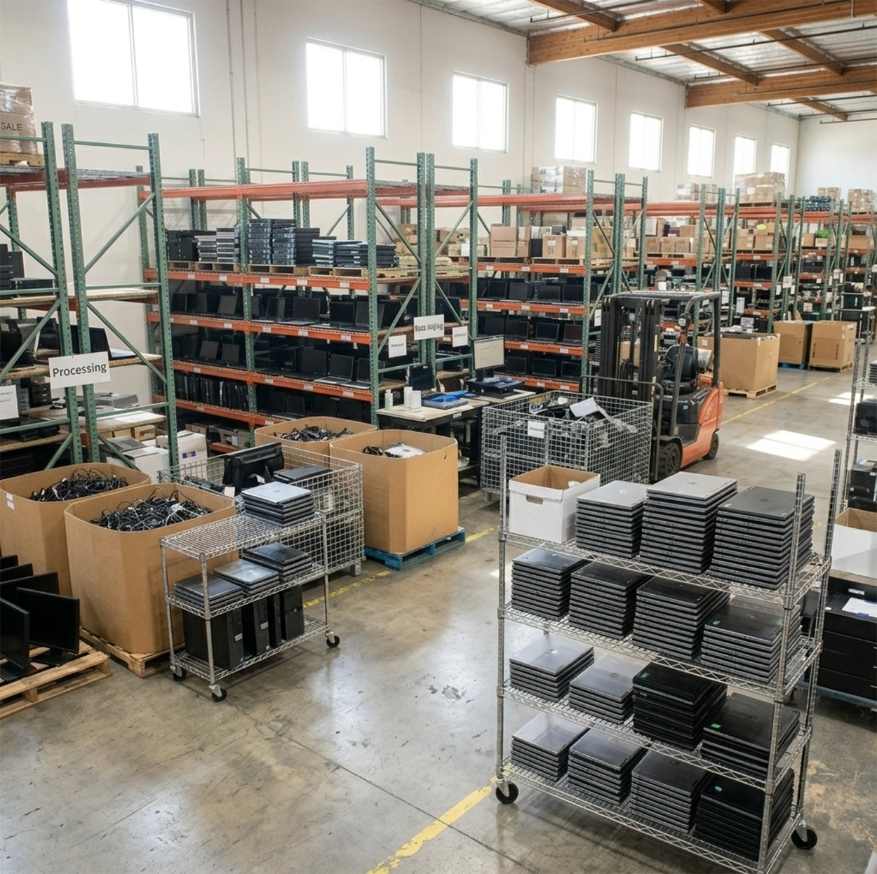 ITAMG R2v3-certified facility secure storage area for IT equipment